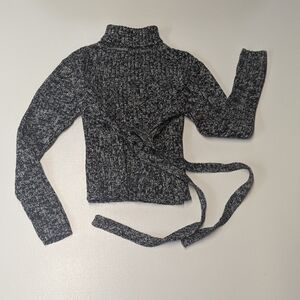Sauci Size Medium Black Heathered Sweater With Back Tie